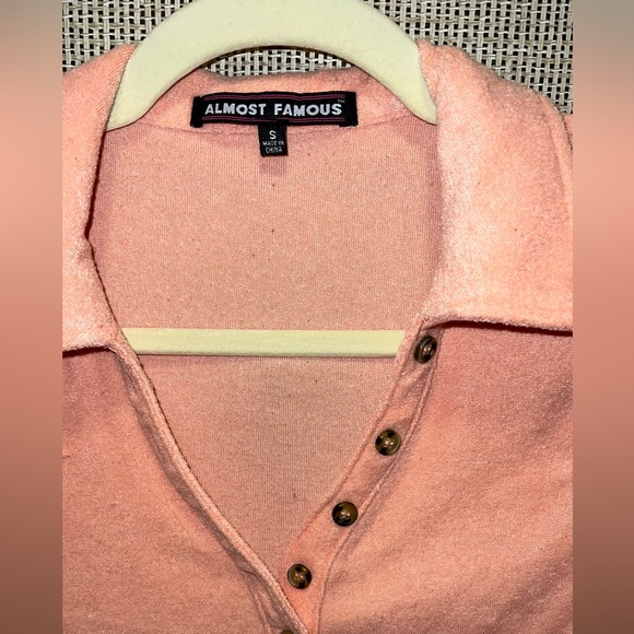 Y2K Almost Famous Coral Button Up Tee - Picture 2 of 4